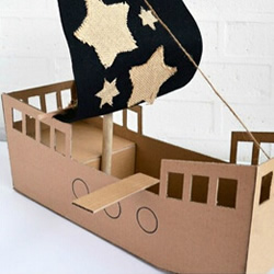 瓦楞纸海盗船手工制作 儿童玩具船模型diy方法_纸箱纸盒手工_巧艺网