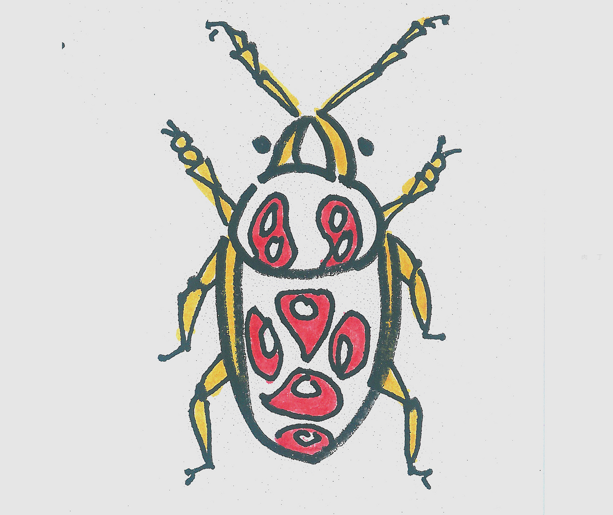 简笔画色彩甲虫的画法图解教程