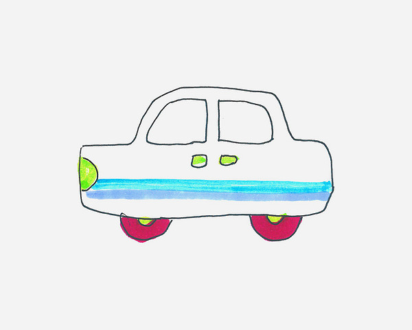 小轿车简笔画画法图片步骤99巧艺网
