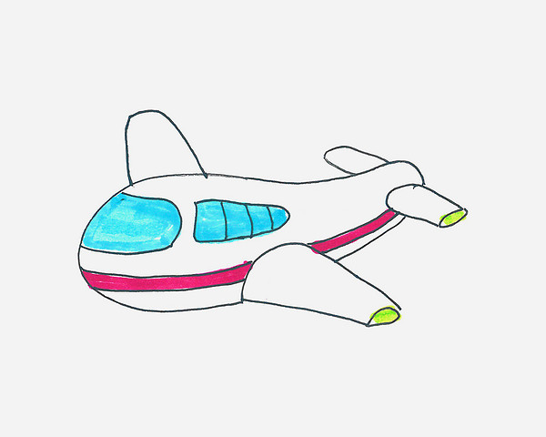 可爱的客运飞机简笔画画法,像是个卡通玩具,让人看