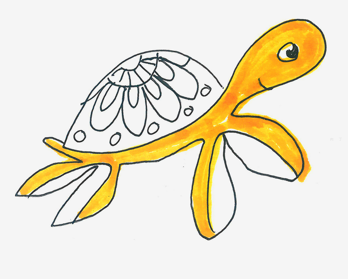 海龟简笔彩色图片