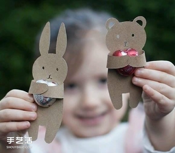 幼儿剪纸动物糖果包装 硬纸片糖果包装DIY制作 