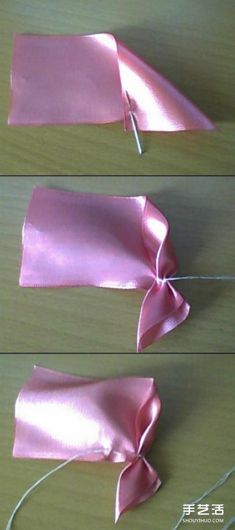 丝带折玫瑰花的步骤图图片