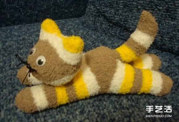 袜子制作趴趴猫的方法 趴趴猫毛绒玩具制作 